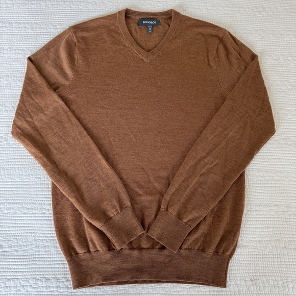 Bonobos Extra Fine Merino Wool Pullover Sweaterer V-Neck Brown Tan Men’s XS - Picture 9 of 15